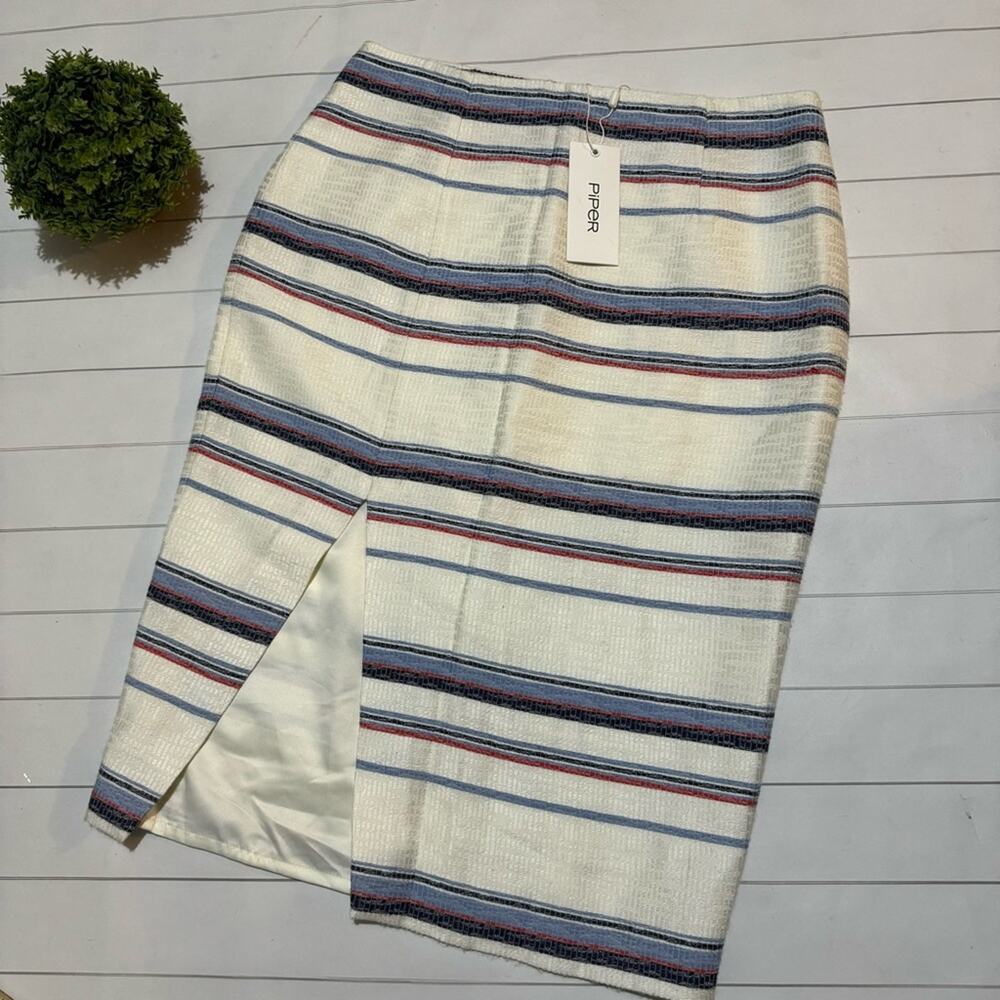 Piper NWT Blue White Striped Pencil Skirt Women’s Size 10‎
